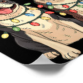 Boston Terrier Christmas Santa Hat Reindeer Lights Poster (Ecke)