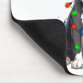 Boston Terrier Christmas Santa Hat Tree Lights Paj Mousepad (Ecke)