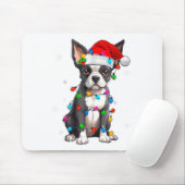 Boston Terrier Christmas Santa Hat Tree Lights Paj Mousepad (Mit Mouse)