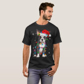 Boston Terrier Christmas Santa Hat Tree Lights Paj T-Shirt (Vorne ganz)