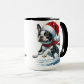 Boston Terrier Christmas Snow Tasse (VorderseiteRechts)