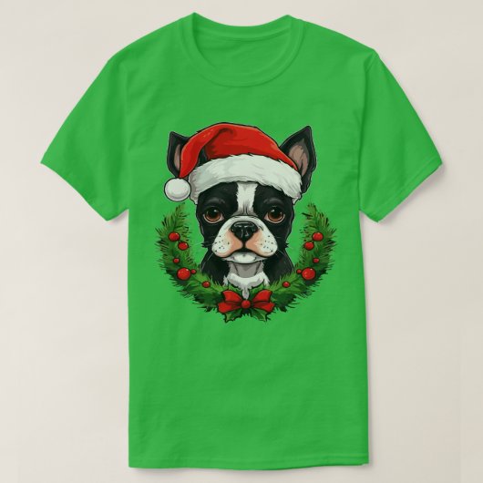 Boston Terrier Christmas T-Shirt (Design vorne)