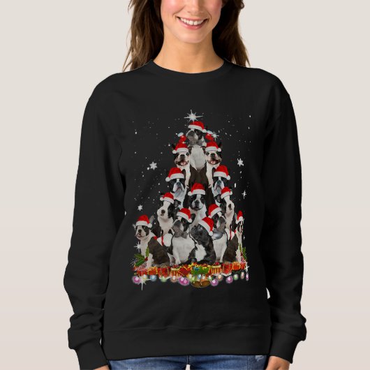 Boston Terrier Christmas Tree Dog Sweatshirt (Vorderseite)
