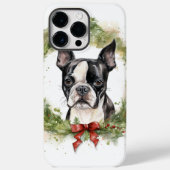 Boston Terrier Christmas Wreath Festivals Case-Mate iPhone Hülle (Rückseite)