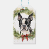 Boston Terrier Christmas Wreath Festivals Geschenkanhänger (Rückseite)