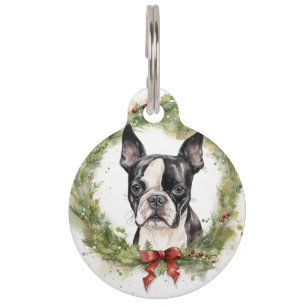 Boston Terrier Christmas Wreath Festivals Haustiermarke