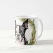 Boston Terrier Christmas Wreath Festivals Kaffeetasse (VorderseiteRechts)