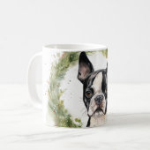 Boston Terrier Christmas Wreath Festivals Kaffeetasse (Vorderseite Links)