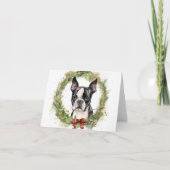 Boston Terrier Christmas Wreath Festivals Karte (Vorderseite)
