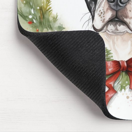 Boston Terrier Christmas Wreath Festivals Mousepad (Ecke)
