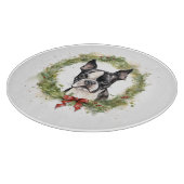 Boston Terrier Christmas Wreath Festivals Schneidebrett (Ecke)