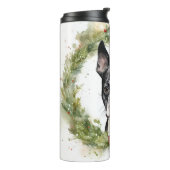 Boston Terrier Christmas Wreath Festivals Thermosbecher (Nach links gedreht)