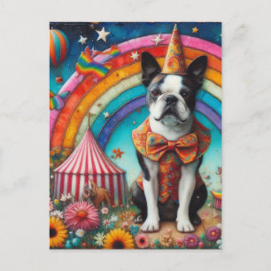 Boston Terrier Circus Encaustic Postkarte