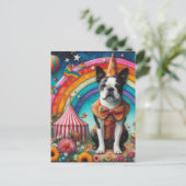 Boston Terrier Circus Encaustic Postkarte (Stehend Vorderseite)