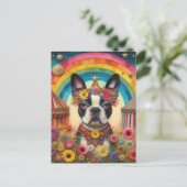 Boston Terrier Circus farbenfroh Postkarte (Stehend Vorderseite)