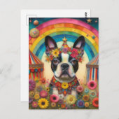 Boston Terrier Circus farbenfroh Postkarte (Vorne/Hinten)