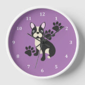 Boston Terrier Clock Design in Lila Uhr (Vorderseite)