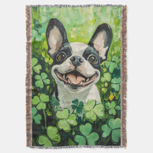 Boston Terrier Clover Field Painting Decke