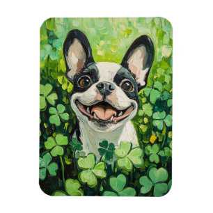 Boston Terrier Clover Field Painting Magnet