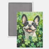 Boston Terrier Clover Field Painting Magnet (Vorderseite/Rückseite)