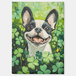 Boston Terrier Clover Field Painting Magnet