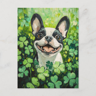 Boston Terrier Clover Field Painting Postkarte
