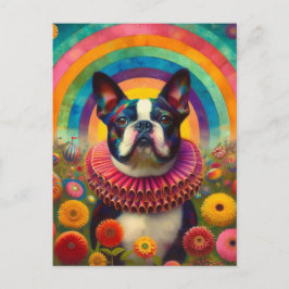 Boston Terrier Clown Collar Circus Postkarte