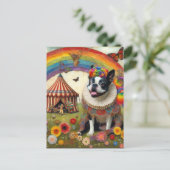 Boston Terrier Colorful Circus Postkarte (Stehend Vorderseite)