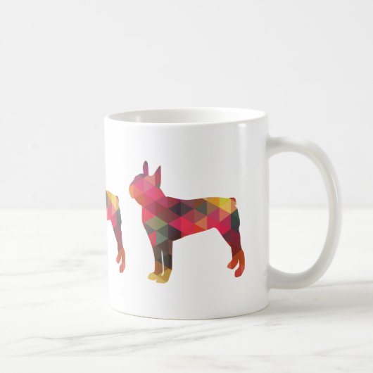 Boston Terrier Colorful Geometric Silhouette Kaffeetasse (Rechts)