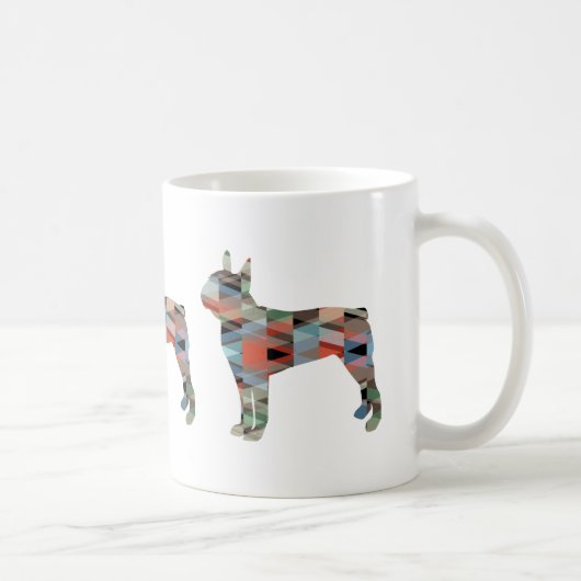 Boston Terrier Colorful Geometric Silhouette Kaffeetasse (Rechts)