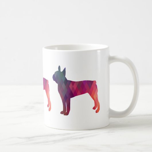 Boston Terrier Colorful Geometric Silhouette Kaffeetasse (Rechts)
