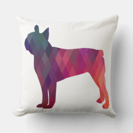 Boston Terrier Colorful Geometric Silhouette Kissen