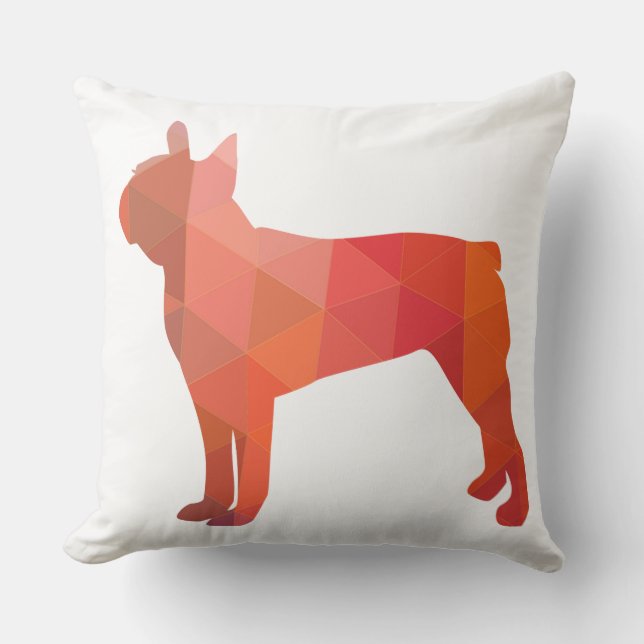 Boston Terrier Colorful Geometric Silhouette Kissen (Vorderseite)