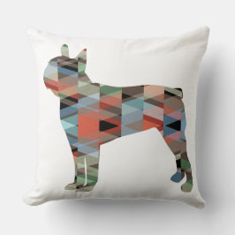 Boston Terrier Colorful Geometric Silhouette Kissen