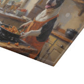 Boston Terrier Cooking in Kitchen Schneidebrett (Ecke)