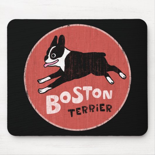 Boston Terrier Cool Retro Style | Niedlicher Carto Mousepad (Vorne)