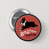 Boston-Terrier-coole Retro Art Button (Vorne & Hinten)