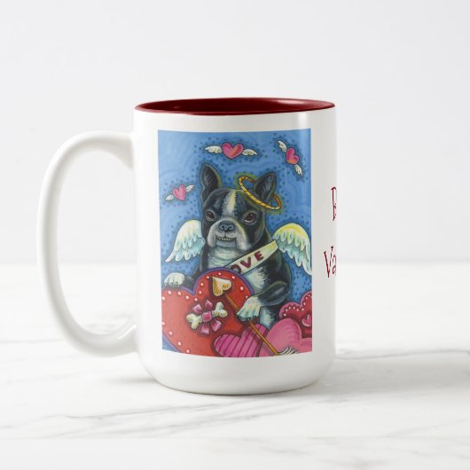 Boston Terrier Cupid DOG VALENTINE 2 TONE TASSE Re (Links)