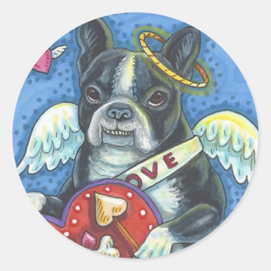 Boston Terrier, CUPID DOG VALENTINE STICKERS Sheet (Vorderseite)