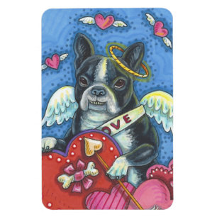 Boston Terrier Cupid HUND VALENTINS MAGNET Groß