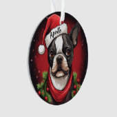 Boston Terrier Custom Christmas Ornament (Vorderseite)