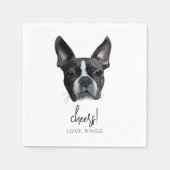 Boston Terrier Custom Dog Wedding Cocktail Napkins Serviette (Vorderseite)
