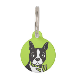 Boston Terrier Custom Round Pet Tag Tiermarke