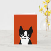 Boston Terrier - Cute Face Dog Karte (Gelbe Blume)