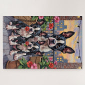 Boston Terrier Dachgarten Kunst Puzzle (Horizontal)