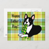 Boston Terrier Daddy mit Krawatte 1 Postkarte (Vorne/Hinten)