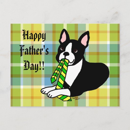 Boston Terrier Daddy mit Krawatte 1 Postkarte (Vorderseite)