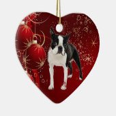 Boston Terrier, das Weihnachtsverzierung hängt Keramik Ornament (Rechts)