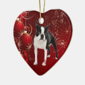 Boston Terrier, das Weihnachtsverzierung hängt Keramik Ornament (Links)