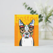 Boston Terrier Day of the Dead Postkarte (Stehend Vorderseite)